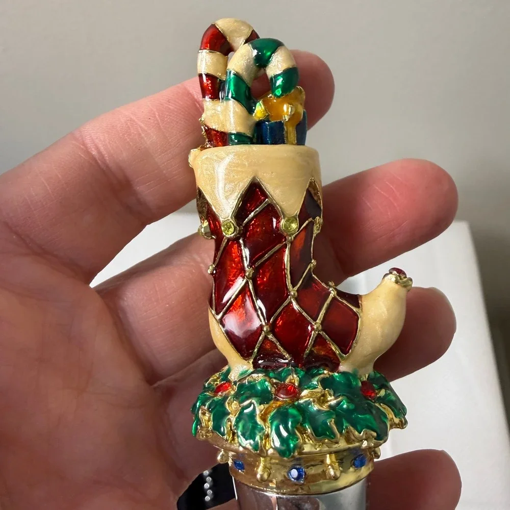 Bombay‎ Christmas Wine Stopper Corkscrew Set Candy Cane Holiday Decor